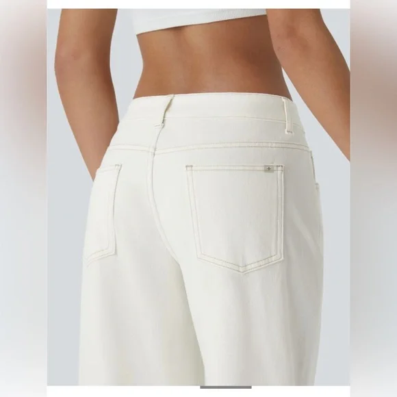 Halara Flex Asymmetric Low Rise Zipper Pockets Baggy White XL Petite - Picture 2 of 14